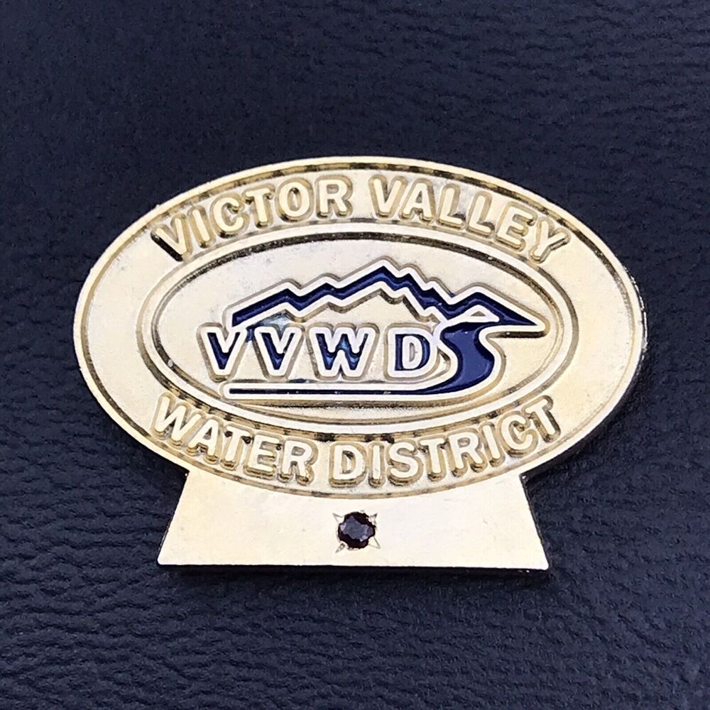 Victor Valley Water District Pin Gold Tone Vintage VVWD Jeweled Gem